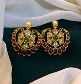 Ruby with White Stone  Nakshi Earring - NE062